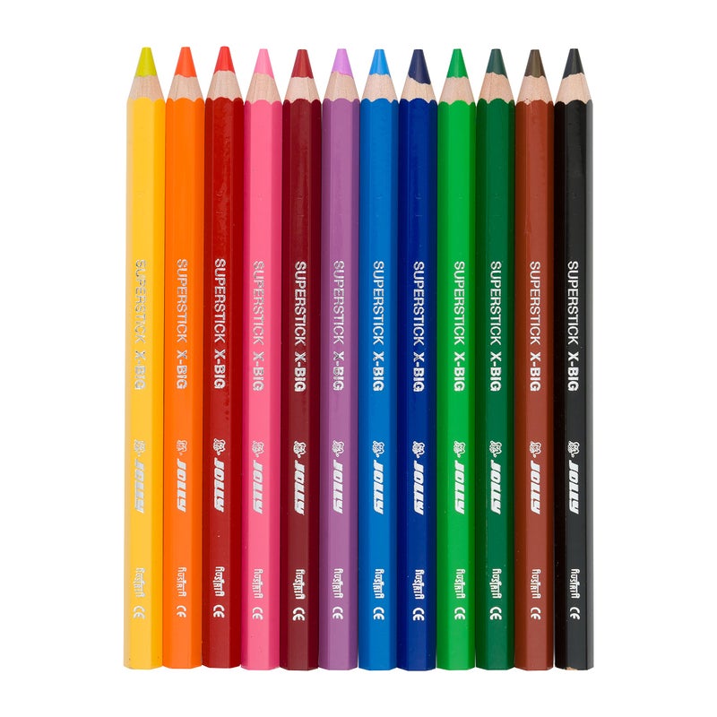 Jolly X-Big Jumbo Colored Pencils; Set of 12, Perfect for Special Needs, Art Therapy, Pre-School and Early Learners, Multicolor (3099-0001) - Image 4